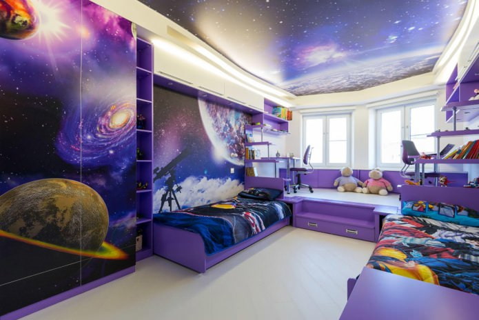 Stretch ceiling in the nursery: 60 best photos and ideas