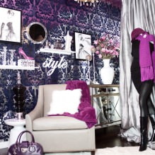 Purple wallpapers in the interior: types, design, selection of curtains, 70 photos-10