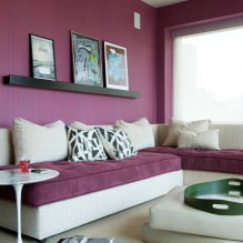 Purple wallpapers in the interior: types, design, selection of curtains, 70 photo-1