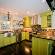 Grünes Küchenset: Merkmale der Wahl, Kombination, 60 Fotos-24