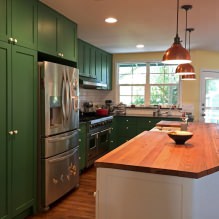 Zöld konyhakészlet: választott jellemzők, kombináció, 60 fotó-4