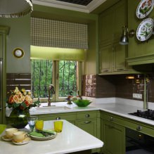 Zöld konyhakészlet: választott jellemzők, kombináció, 60 fotó-22