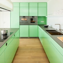 Zöld konyhakészlet: választott jellemzők, kombináció, 60 fotó-13
