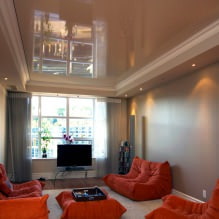 Glossy stretch ceilings: photo, design, views, color selection, room-by-room overview-33