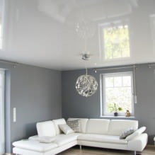 Сјајни растегљиви плафони: фотографија, дизајн, погледи, избор боја, преглед собе по соби-44