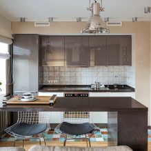 Kücheninterieur mit dunkler Arbeitsplatte: Funktionen, Materialien, Kombinationen, 75 Fotos-4