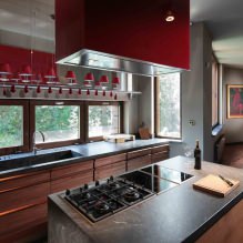 Kücheninterieur mit dunkler Arbeitsplatte: Funktionen, Materialien, Kombinationen, 75 Fotos-28
