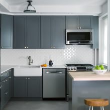 Graues Küchenset: Design, Formwahl, Material, Stil (65 Fotos) -17