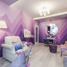 Lilac wallpaper in the interior: types, design, choice of style and curtains, combinations, 55 photos-2