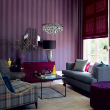 Lilac wallpaper in the interior: types, design, choice of style and curtains, combinations, 55 photos-7