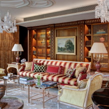 Дизајн собе са златним завесама: избор тканине, комбинације, врсте завеса, 70 фотографија -11