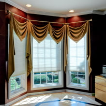 Дизајн собе са златним завесама: избор тканине, комбинације, врсте завеса, 70 фотографија -2