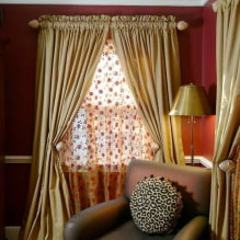 Design of a room with golden curtains: choice of fabric, combinations, types of curtains, 70 photos -5