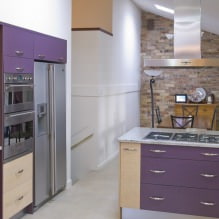 Purple set in the kitchen: design, combinations, choice of style, wallpaper and curtains-10