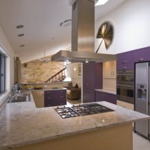 Purple set in the kitchen: design, combinations, choice of style, wallpaper and curtains-13
