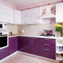 Lila-Set in der Küche: Design, Kombinationen, Stilwahl, Tapeten und Vorhänge-3