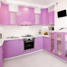 Lila-Set in der Küche: Design, Kombinationen, Stilwahl, Tapeten und Vorhänge-0