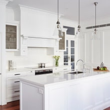 Fehér konyhai szett: választott jellemzők, kombináció, 70 fotó a belső térben-10