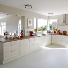 Fehér konyha fa pulttal: 60 modern fotó és tervezési lehetőség-11