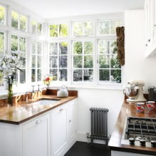 Бела кухиња са дрвеном плочом: 60 модерних фотографија и могућности дизајна-20