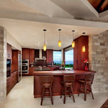 Stone on the wall in the kitchen: types, finishes, combinations, color, styles, 70 photos-10