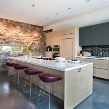 Stone on the wall in the kitchen: types, finishes, combinations, color, styles, 70 photos-5