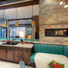 Stone on the wall in the kitchen: types, finishes, combinations, color, styles, 70 photos-6