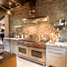 Stone on the wall in the kitchen: types, finishes, combinations, color, styles, 70 photos-4