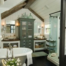 Дизајн купатила у поткровљу: карактеристике завршне обраде, боја, стил, избор завеса, 65 фотографија-12