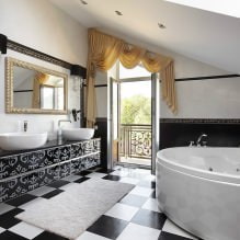 Дизајн купатила у поткровљу: карактеристике завршне обраде, боја, стил, избор завеса, 65 фотографија-11