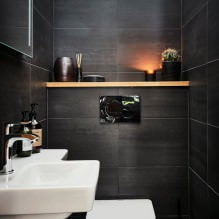 Kis WC-belső tér: jellemzők, tervezés, szín, stílus, 100+ fotó-16
