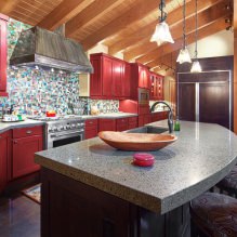 Rotes Küchenset: Funktionen, Typen, Kombinationen, Stilauswahl und Vorhänge-10