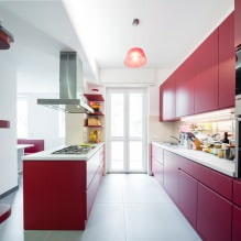 Red kitchen set: features, types, combinations, choice of style and curtains-4