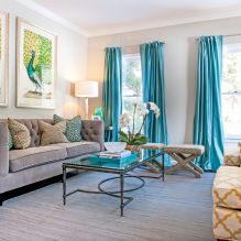 Modern turquoise curtains in the interior: features, combinations, types and design-11