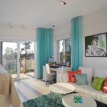 Modern turquoise curtains in the interior: features, combinations, types and design-1