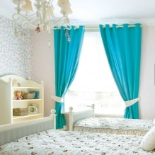 Modern turquoise curtains in the interior: features, combinations, types and design-4