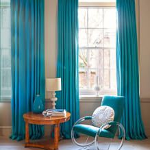 Modern turquoise curtains in the interior: features, combinations, types and design-3
