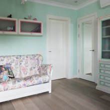 Belső tér menta színben: kombinációk, stílus, dekoráció és bútorok választása (65 fotó) -6