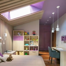 Anordnung eines Kinderzimmers im Dachgeschoss: die Wahl von Stil, Dekoration, Möbeln und Vorhängen-5