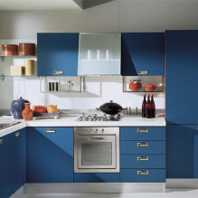 Fotó a konyhai tervezésről, kék készlet-4-el