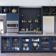 Фотографија дизајна кухиње са плавим сетом-5