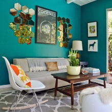 Дизајн дневне собе у тиркизној боји: 55 најбољих идеја и реализација у ентеријеру-9