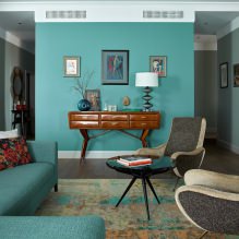 Wohnzimmergestaltung in Türkisfarbe: 55 beste Ideen und Umsetzungen im Interieur-7