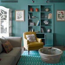Wohnzimmergestaltung in Türkisfarbe: 55 beste Ideen und Umsetzungen im Interieur-8