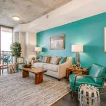 Дизајн дневне собе у тиркизној боји: 55 најбољих идеја и реализација у ентеријеру-10