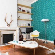 Wohnzimmergestaltung in Türkisfarbe: 55 beste Ideen und Umsetzungen im Interieur-2