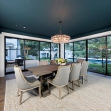 Blue ceiling in the interior: design features, types, combinations, design, photo-4