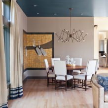 Blue ceiling in the interior: design features, types, combinations, design, photo-6