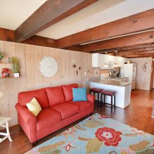 Rotes Sofa im Innenraum: Typen, Design, Kombination mit Tapeten und Vorhängen-5