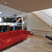 Rotes Sofa im Innenraum: Typen, Design, Kombination mit Tapeten und Vorhängen-27